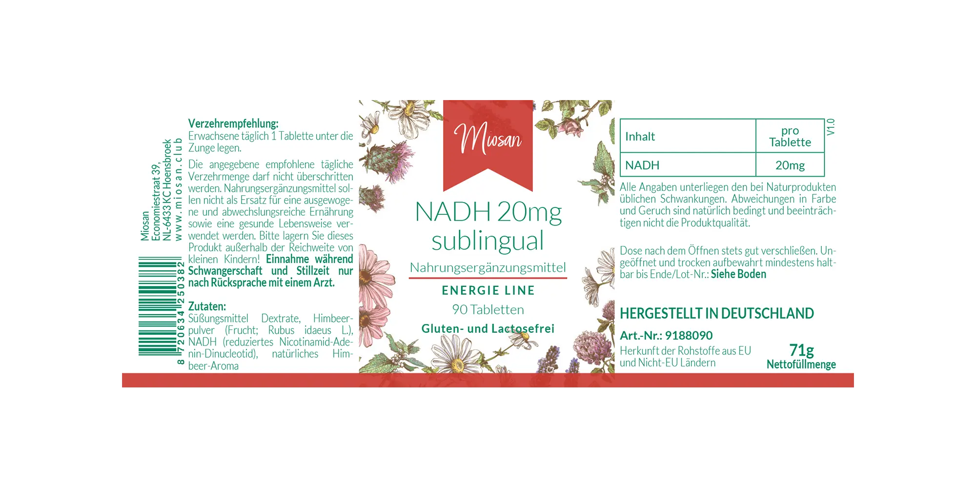 NADH 20 mg sublingual-ENERGIE LINE- 90 Tabletten