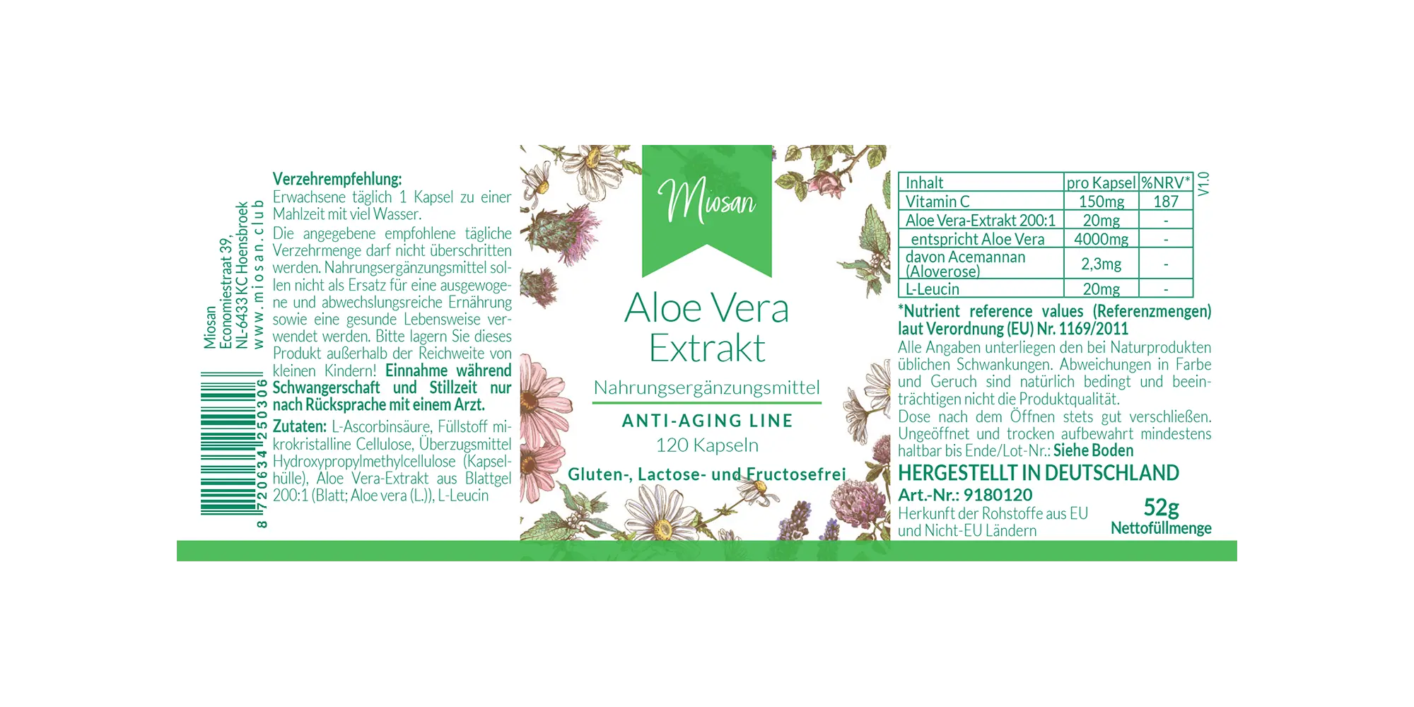 Aloe Vera Extrakt- 120 Kapseln