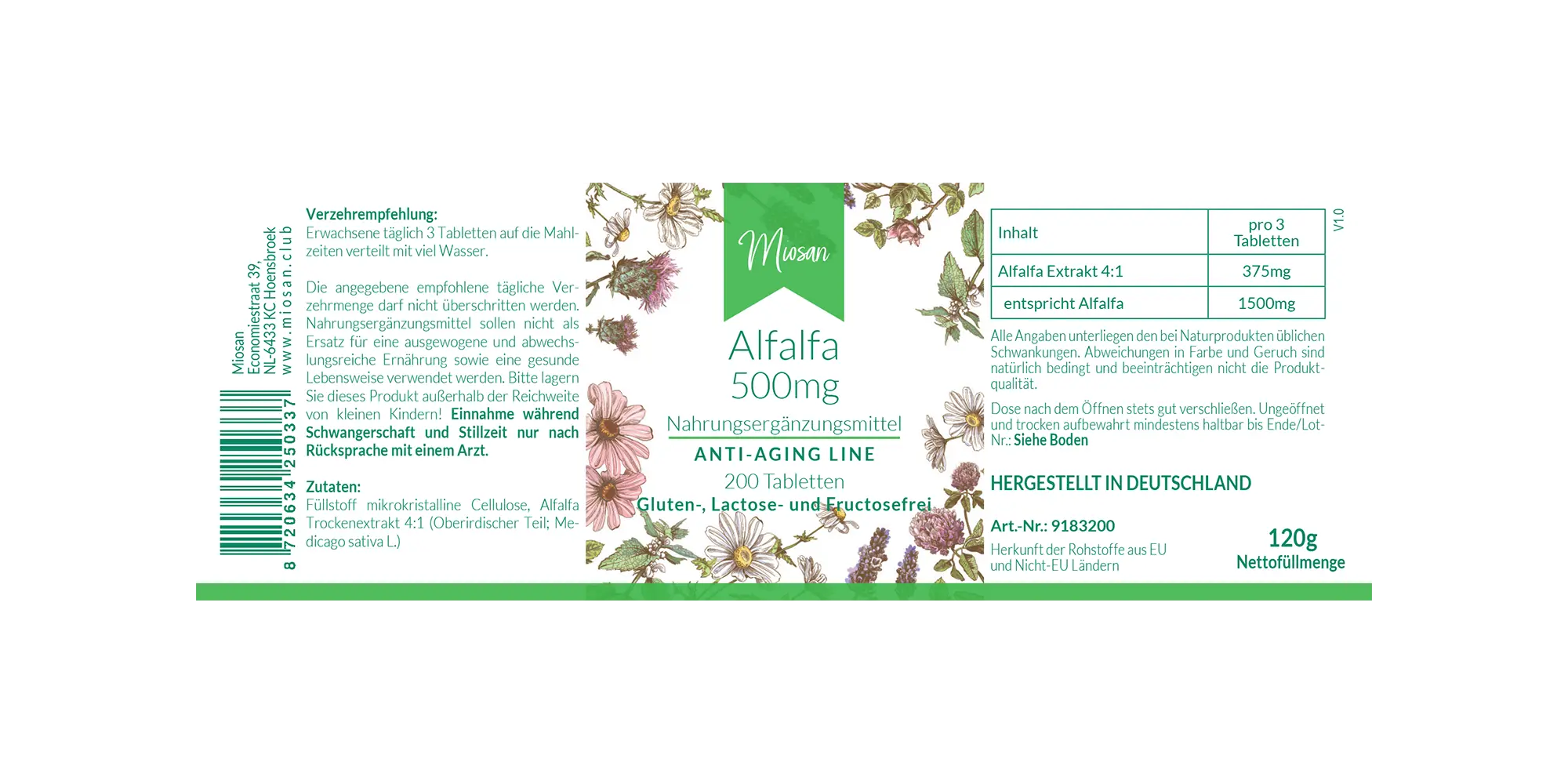 Alfalfa 500 mg- 200 Tabletten