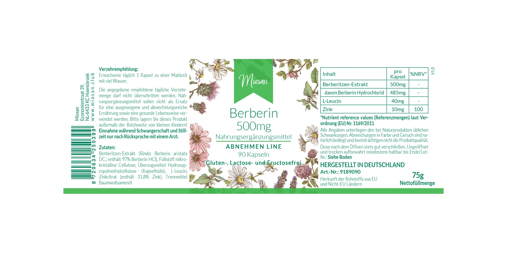 Berberin 500 mg- 90 Kapseln